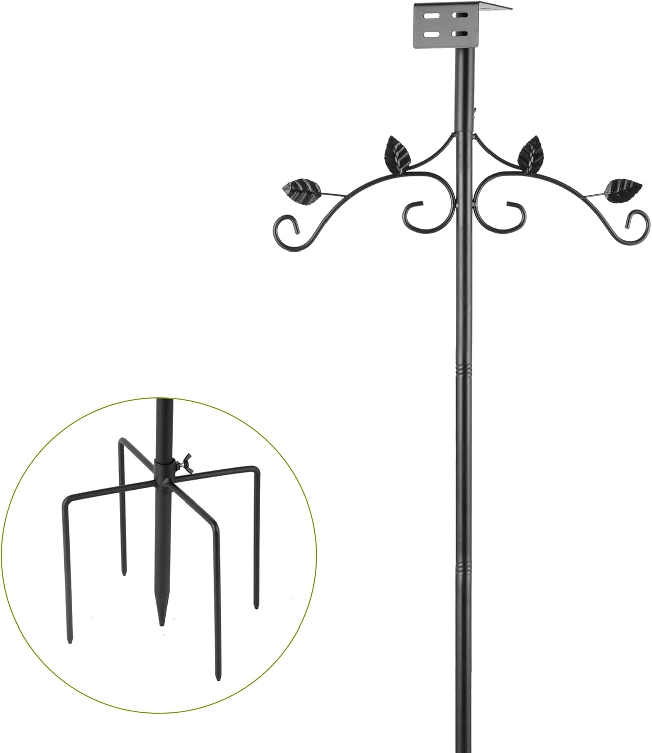 Urban Deco 91 Inch Bird Feeder Pole Mount Kit, Bird House Pole 5-Prong Base Shepherds Hook for Hummingbird Feeders, Adjustable Heavy Duty Bird Feeder Stand for Outdoor Garden Decor