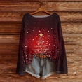 thumbnail image 4 of WTOBBY Women's Christmas Holiday Print Knit Sweater Top, Long Sleeve Round Neck Casual Pullover, Festive Seasonal Tops for Fall and Winter Outfits and Holiday Parties,Deep Red 2XL, 4 of 4