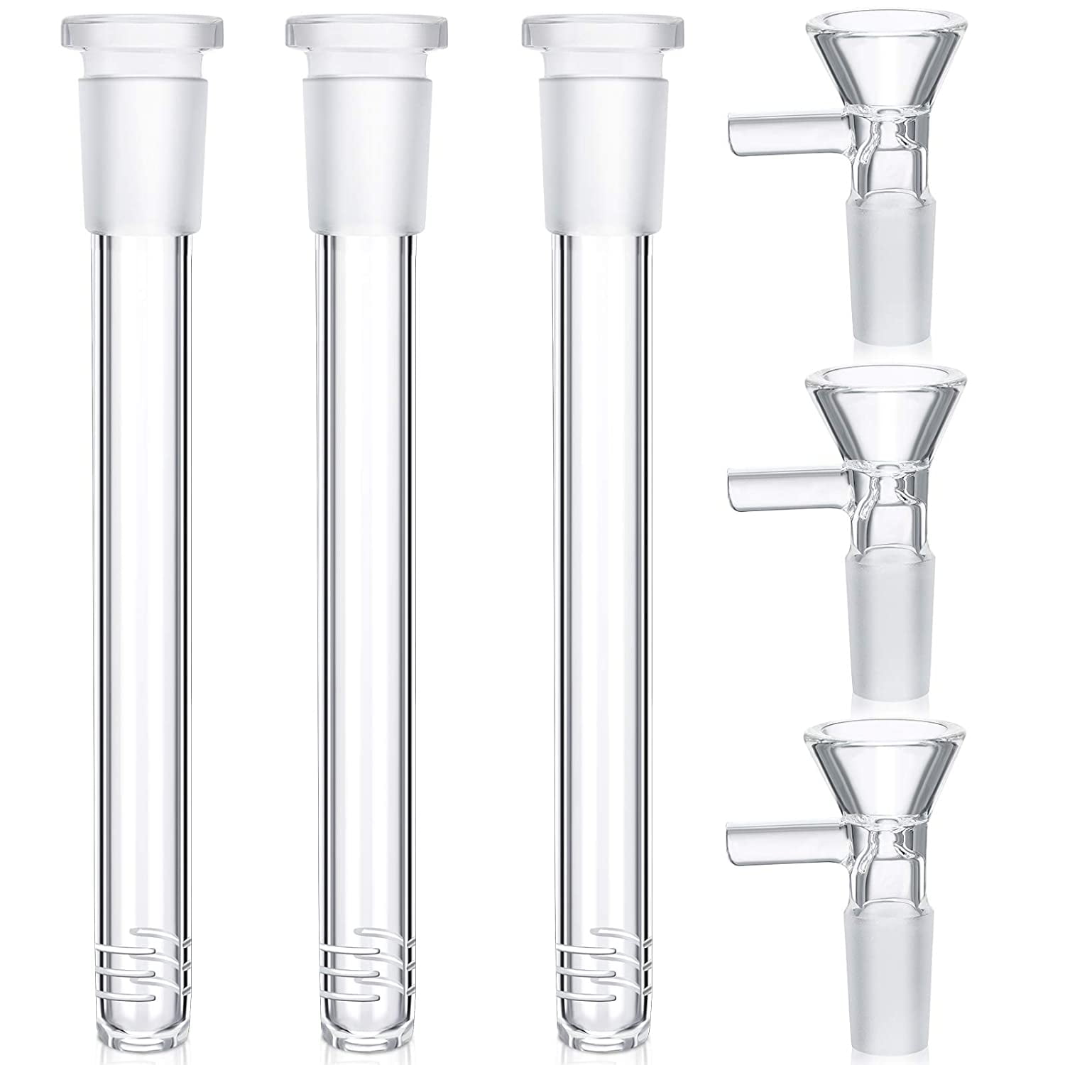4 Pieces Stem Clear Scientific Glass Tube Adapter with 4 Pieces Glass Funnel for Science and Lab Experiments 2.8 Inches, 3.5 Inches, 4 Inches and 5.2 Inches 