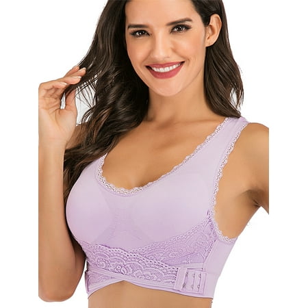 

Tinglu Women Lace Sports Bras with Removable Bra Seamless Cross Front Side Buckle