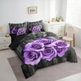 thumbnail image 4 of Feelyou Romantic Valentine's Day Twin Bedding Sets 7-Piece, Rose Flower Purple Bedding Comforter Set, Rustic Lodge Cabin Reversible Sheet Sets, Microfiber Bedroom Decor, 4 of 9
