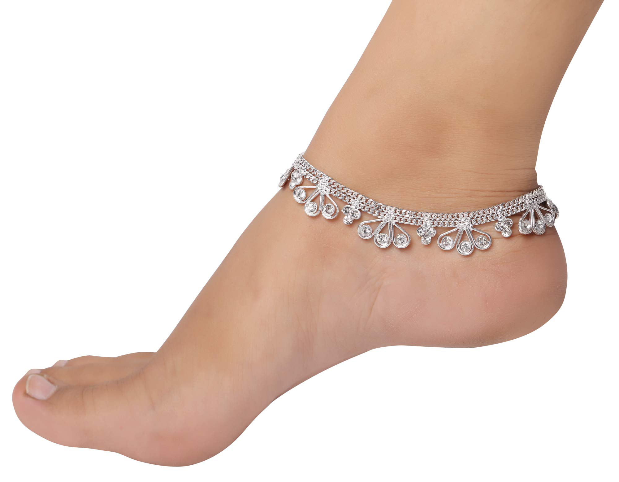 Girls Indian Ethnic Anklet Payal Pair Jewelry Bridal Golden Foot Payal Bracelet Jewellery for Women