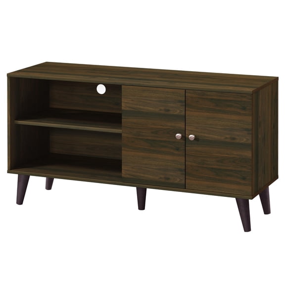 DIANJIE TV Stand for TVs up to 47.3 Inches with 2 Open Storage Shelves and 1 Cabinet Mid-Century Modern Entertainment Center for Living Room Walnut Finish