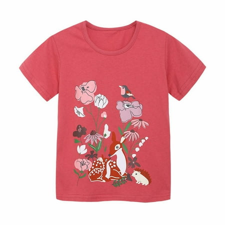 

Children Summer Tee Shirt Animal Printed Short Sleeve Crewneck Top Casual Out 2-7 Years Child Clothing Streetwear Kids Dailywear Outwear