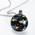 thumbnail image 2 of Starry Shark Glass Circular Pendant Necklace - Women's Jewelry, 2 of 5