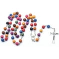thumbnail image 2 of Handmade Wooden Resin Crucifix Rosary Beads Chain Pendant Necklace Colorful Love Heart Catholic Cross Virgin Mary Jesus Necklace for Women Men Religious Lord Praying Jewelry Gift, 2 of 12