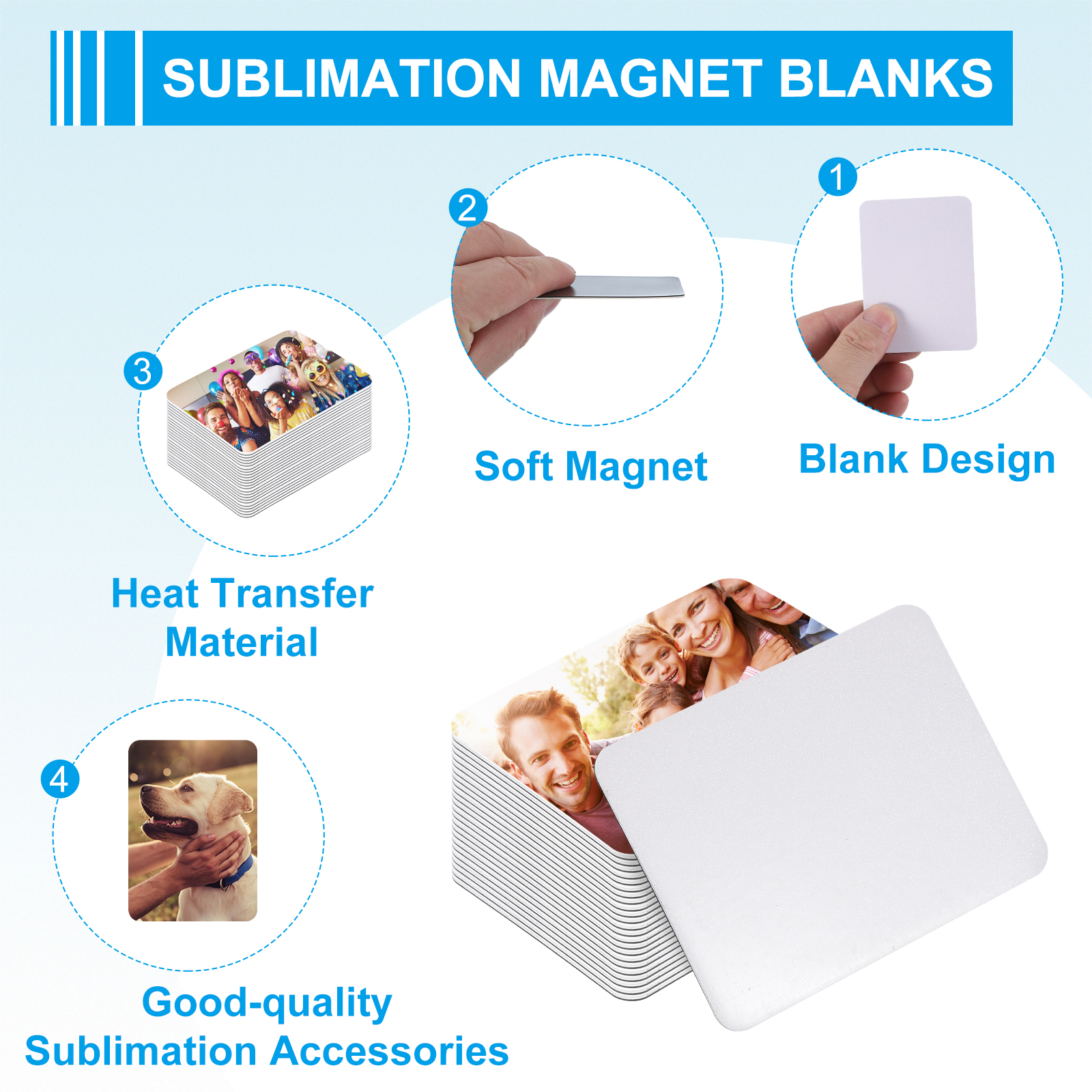 Uxcell 2.17 x 2.95" Sublimation Magnet Blanks, 40pcs Sublimation Blanks Products Personalized Refrigerator Magnets for Kitchen Fridge Home Decor, Rectangular