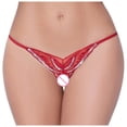 thumbnail image 4 of Crotch Panties for Women, Transparent Sequin Embroidery Appeal Color Thong Underpants Underwear, Red One Size,, 4 of 6