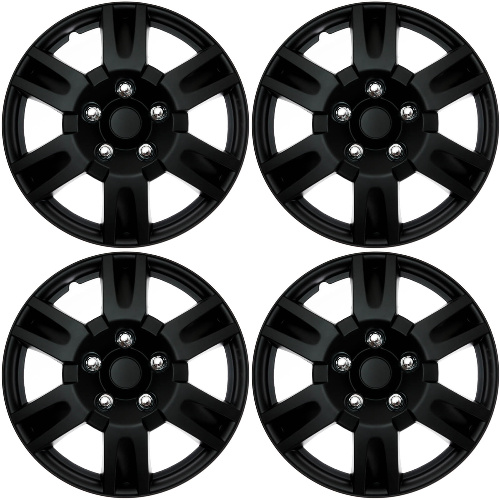 Set of 4 Universal Aftermarket 15 Inch Matte Black Hub Caps Wheel Covers Cover Trend 
