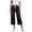 Black-a, variant on Vivianyo HD Women's Elastic Waist Faux Denim Capri Pants, Loose Fit Pull On Casual Cropped Pants with Pockets, Women's Army Green, Sizes S-3XL