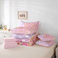 thumbnail image 6 of Feelyou Initial P Letter Bedding Comforter Set 7 Pieces for Kids, Girly Pink Cartoon Full Bedding Set, Fashion Bling Stars Reversible Fitted Sheet Flat Sheet, Lightweight Room Decor, 6 of 8