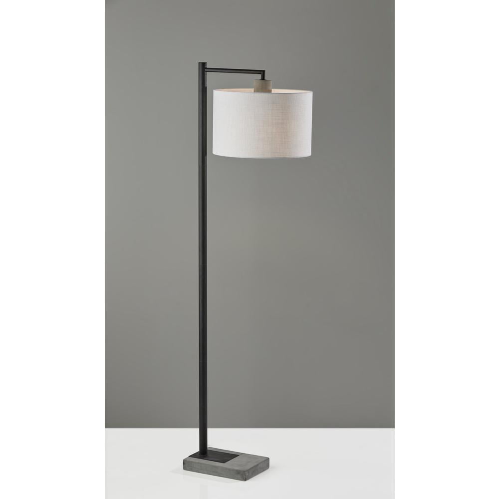 Adesso Devin Floor Lamp, Black with Grey Cement Accents