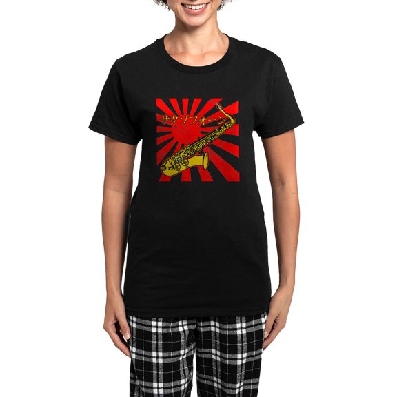 CafePress - Grunge Japan Sax Women's Dark Pajamas - Women's Short Sleeve Print T-Shirt and Pants Dark Cotton Pajama Set