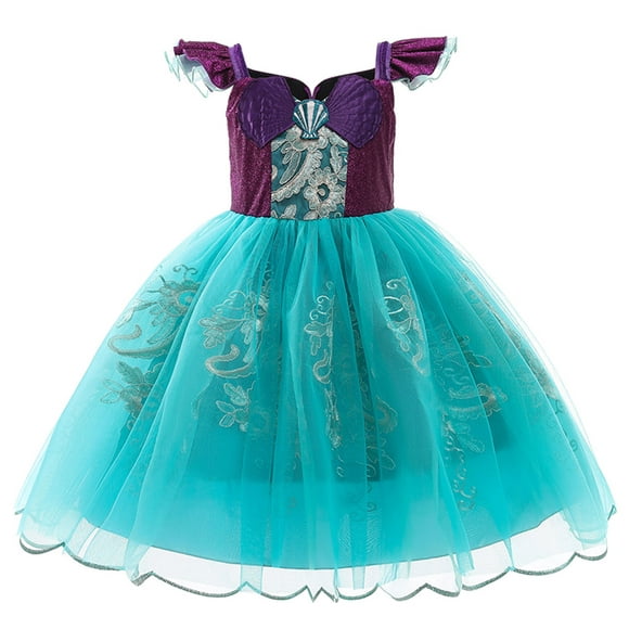HAWEE Little Girl Mermaid Costumes Halloween Outfits Princess Dresses Toddler Birthday Party Fancy Dress