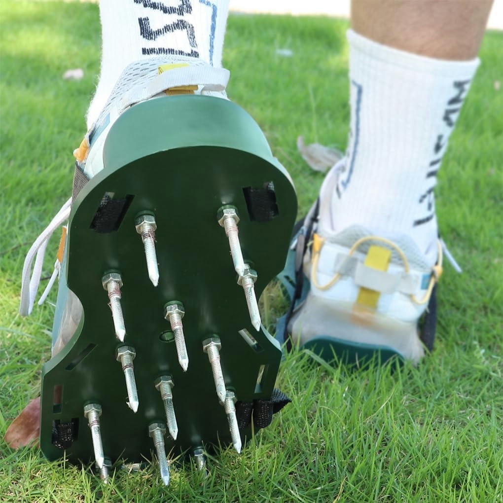 Lawn Aerator 1 Pair Grass Spiked Gardening Walking Revitalizing Lawn Aerator Sandals Nail Shoes Yard Garden Tool Scarifier Cultivator(Black)