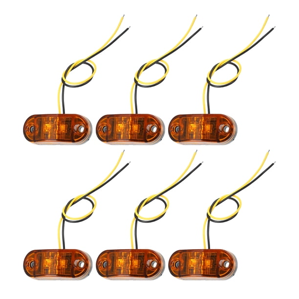 Luces de remolque LED para camiones Unique Bargains 24V, luces de marcador ovaladas de goma impermeables amarillas, 6 piezas