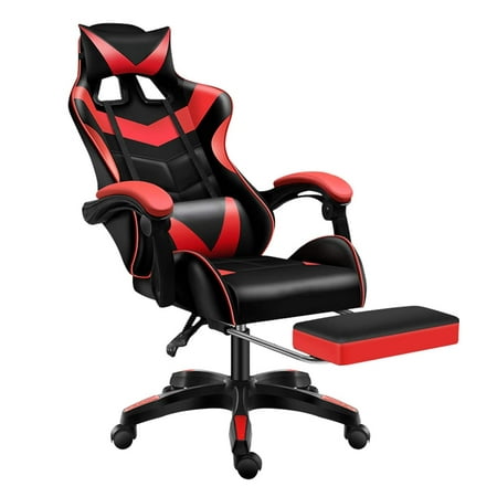 Gaming Chair, Seenda Video Game Chair with Footrest and Lumbar Support, Ergonomic Computer Chair Height Adjustable with Swivel Seat and Headrest, Red