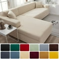 thumbnail image 2 of Sofa Covers for Living Room Elastic Solid Corner Couch Cover L Shaped Chaise Longue Slipcovers Chair Protector 1/2/3/4 Seater, 2 of 7