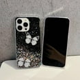 thumbnail image 2 of Compatible with iPhone 15 Pro Bling Case 3D Diamond Butterfly Case Luxury Sparkly Glitter Sequins Phone Cover for Women Girly Shiny Aesthetic Soft TPU Protective Shockproof Cover, Black, 2 of 9