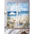 thumbnail image 2 of Coastal Wave Bliue Sheer Curtains for Living Room Bedroom Ocean Oil Painting Sea Beach Plant Sheer Curtains 84 Inch Long 2 Panels Set Light Filtering Curtain Window Treatments Drapes for Dining Room, 2 of 6