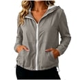 thumbnail image 3 of Jsaierl Women's Lightweight Hooded Zip Up Windbreaker Jacket with Elastic Cuffs and Drawstring Bottom Sporty Outdoor Top, 3 of 8