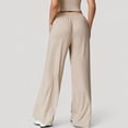 thumbnail image 4 of Women's Wide Leg Lounge Pants with Drawstring Waist and Relaxed Fit for All-Day Comfort - Large, Beige, 4 of 6