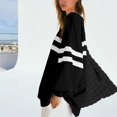 thumbnail image 6 of Yuhangmm Womens Hoodies Pullover Womens Oversized Striped Sweatshirt Long Sleeve Crew Neck Casual Pullover Tunic Tops with Cozy Warm Material Black XXL, 6 of 9