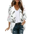 thumbnail image 2 of Frostluinai Chiffon Kimono Cardigasn Womens 3/4 Sleeve Floral Print Beach Cover Up Open Front Boho Kimonos Lightweight Jacket Coats, 2 of 5