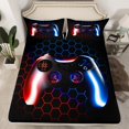 thumbnail image 2 of Manfei Gaming Twin Sheet Sets,Teen Video Game Twin Fitted Sheet,Red Blue Ombre Flat Sheet For Boys Girls,Super Cozy Bedroom Decoration,3-Piece, 2 of 7