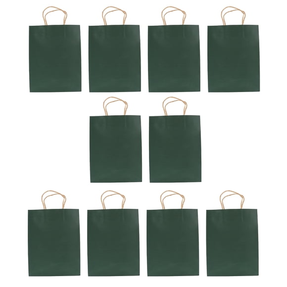 HEALEEP 10pcs Paper Handle Bags Durable Takeaway Food Bags For Bakery Picnic Travel Multi Use Present Packaging Deep