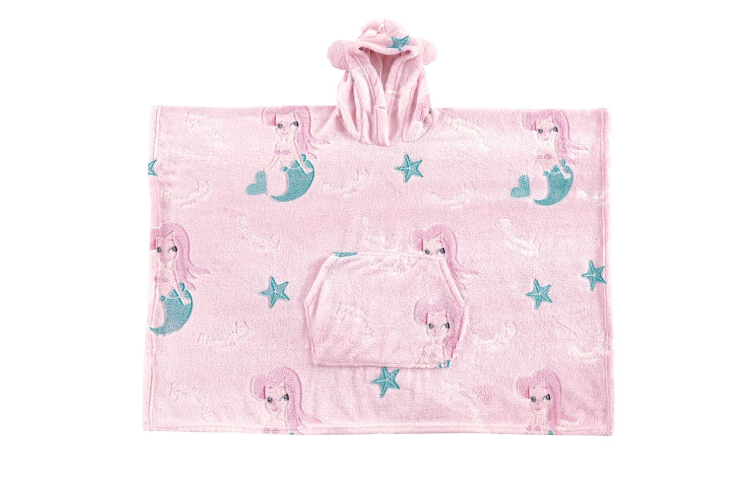 Sweat à capuche Marina Decoration phosphorescent pour enfants et filles, surdimensionné, en flanelle polaire douce et chaude, avec poche géante, 110 x 75 cm, rose sirène