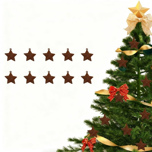 Rusty Metal Christmas Tree Star Decorations Rustic Craft Farmhouse Vintage Tree Mini Rusted Christmas Ornaments for Xmas Door Home DIY Crafts Decor