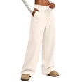 thumbnail image 5 of Fleece Wide Leg Pants for Women Ghalytn High Waist Sweatpants - Casual Loose Trousers with Pockets, 5 of 8