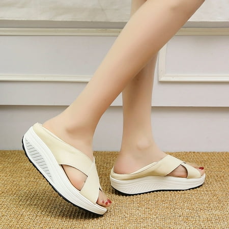 

YTJX Fashion Women Summer Sandals Peep Toe Thick Bottom Comfortable Sports Shoes