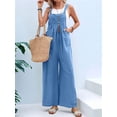 thumbnail image 5 of Women'S Bib Overalls Casual Loose Fit Jumper Adjustable Strap Wide Leg Jumpsuits with Pockets Light Blue S, 5 of 7