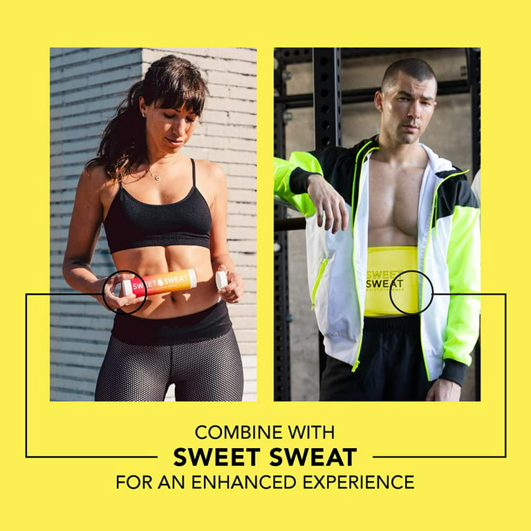 Sweet Sweat Premium Waist Trimmer and Sauna Belt for Men & Women, Large,  Neon Yellow 