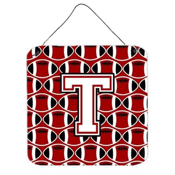 Letter T Football Cardinal & White Wall or Door Hanging Prints