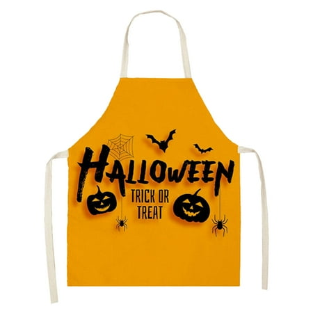 

Kcocoo Halloween Cooking Apron Halloween Party Decorations Apron Scary Monster Face Bats Baking BBQ Apron Adjustable Kitchen Aprons For Women Men