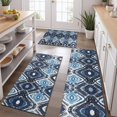 thumbnail image 2 of Blue Geometric Pattern Kitchen Rugs Sets Of 3,Kitchen Runner Rugs Non Skid Washable,Decorative Kitchen Floor Mats for Kitchen,Sink,Laundry,17"x30"+ 17"x47" + 17"x59", 2 of 6