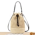 thumbnail image 2 of Jiibva Summer Woven Rattan Handbag Bags, Women Straw Shoulder Bag Drawstring Straw Purse Beach Shoulder Tote Handbags for Women, 2 of 6