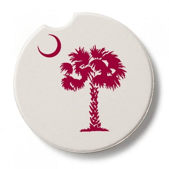 CounterArt Absorbent Stoneware Car Coaster, Palmetto Garnet, Set of 2