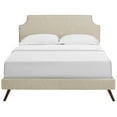 thumbnail image 4 of Corene Queen Fabric Platform Bed with Round Splayed Legs Beige, 4 of 6