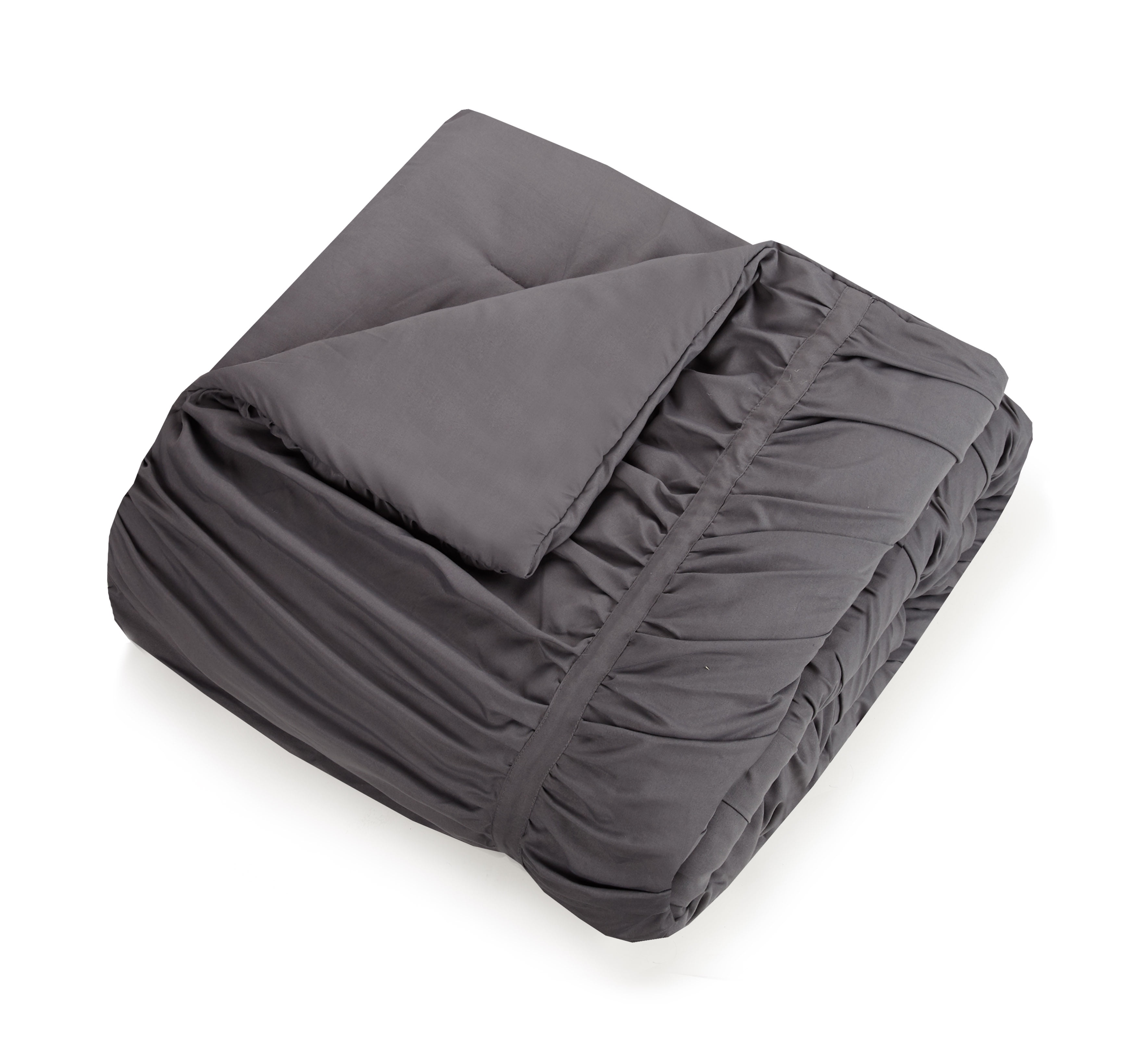 Modern Heirloom Emily Dark Gray 3-Piece Pleated Comforter Set, Full/Queen