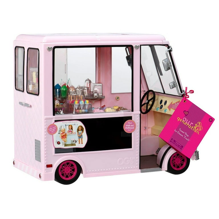 Our Generation Ice Cream Truck Doll Playset, Pink, 129 Pieces