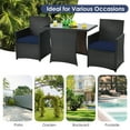 thumbnail image 6 of Gymax 3PCS Patio Wicker Bistro Set PE Rattan Dining Table Set w/ Navy Cushions, 6 of 10