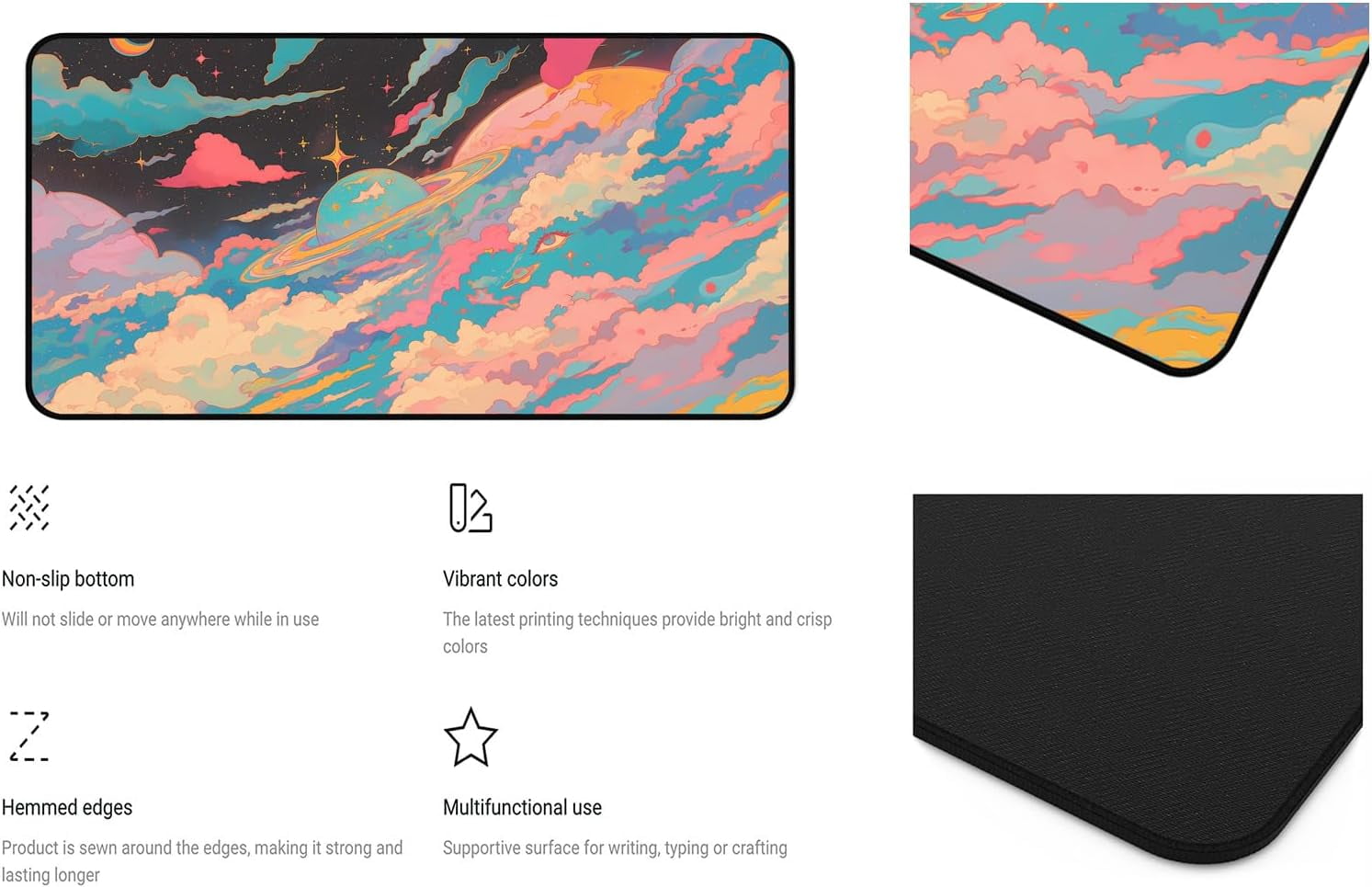 Colorful Starry Sky Desk Mat, Abstract Art Mouse Pads Long, Anime Large Game Desktop Cover Pad, Cute Eye Mouse Mats XXL, Women Laptop Keyboard Mat Suitable for Work Office Home 31.5"X15.7"