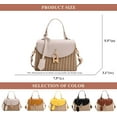 thumbnail image 4 of Women's Straw Top Handle Satchel Bag PU Leather Retro Shoulder Bag Flap Casual Crossbody Fashion Handbag and Purse, 4 of 6