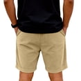 thumbnail image 5 of LWavelet Men's Corduroy Casual Shorts Drawstring Elastic Waist Plain Pocket Retro Streetwear Shorts Khaki 3XL, 5 of 5