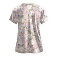 thumbnail image 3 of GEWSEY Scrub Tops for Women Plus Size Stretch V Neck Short Sleeve Nursing Scrub Shirts Lightweight Medical Uniform (Pink, L), 3 of 5