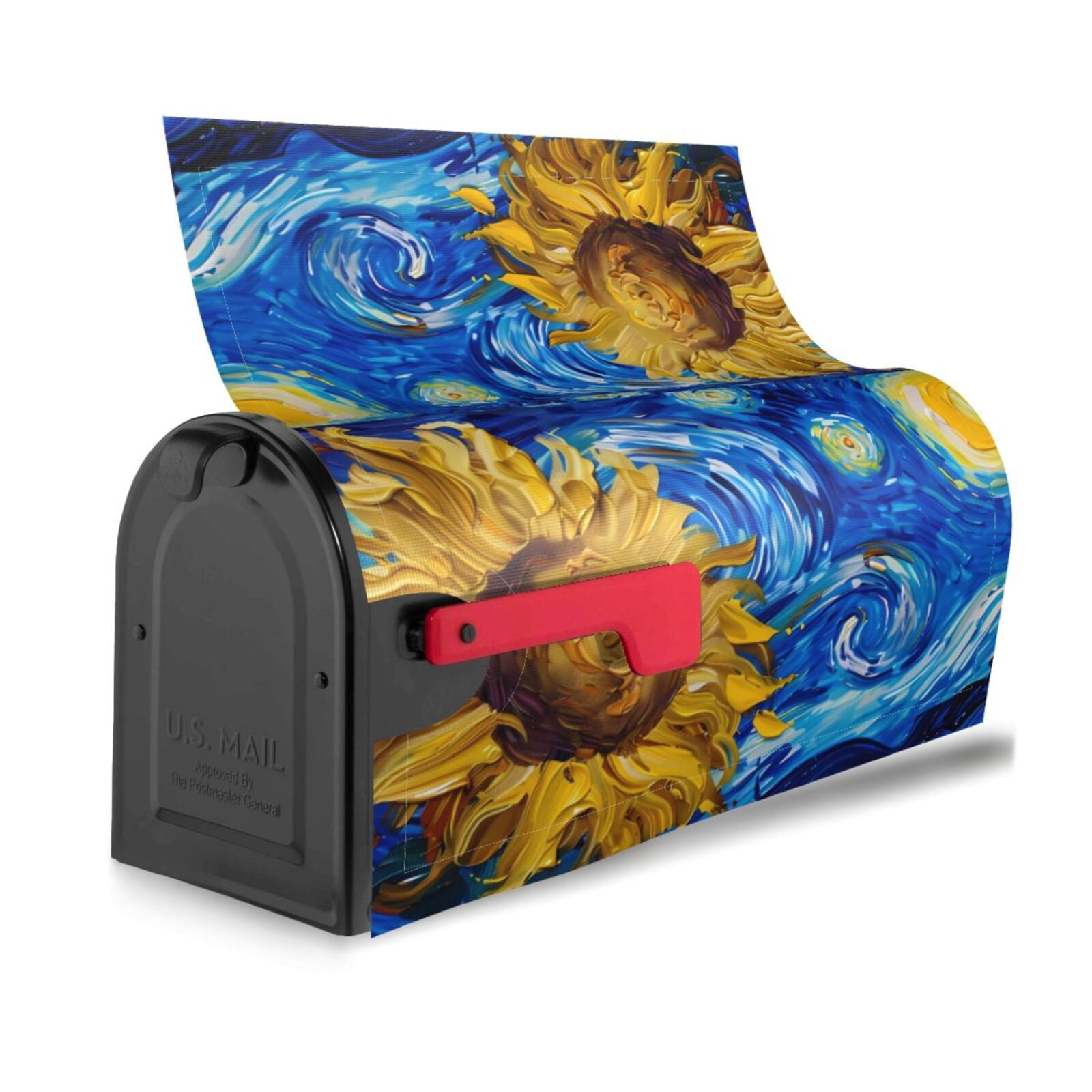 Rateoe Whimsical Sunflowers Night Sky Printed Mailbox Covers - Easy to Install Fall, Winter, Spring, Summer Mailbox Cover - Weather and UV-Resistant Mailbox Decor - Mailbox Magnetic Covers-21x18 in